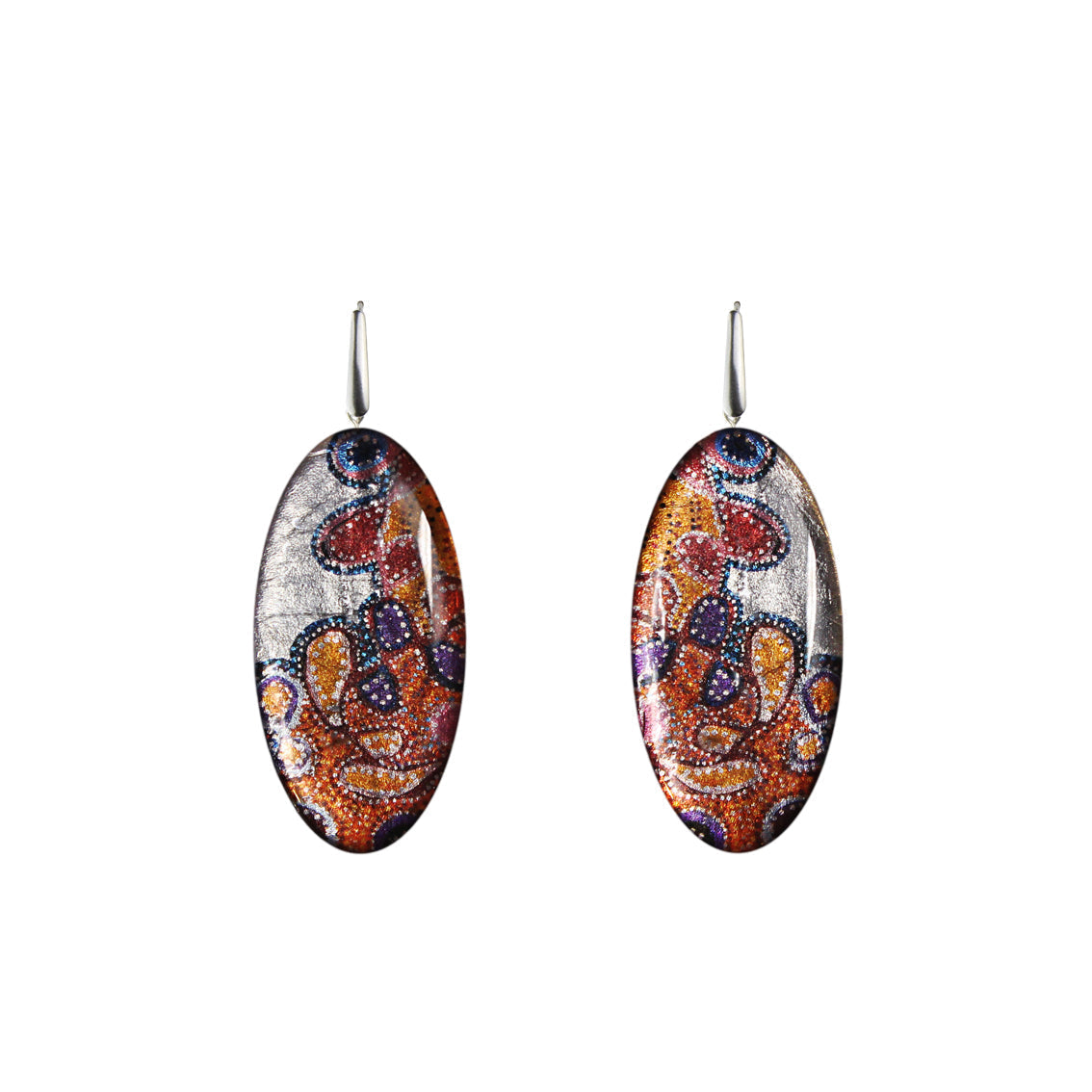 DANDLE DROP GAYLE STATEMENT XXL ORANGE OVAL EARRINGS - SD005
