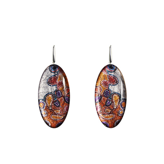DANDLE DROP GAYLE STATEMENT XXL ORANGE OVAL EARRINGS - SD005