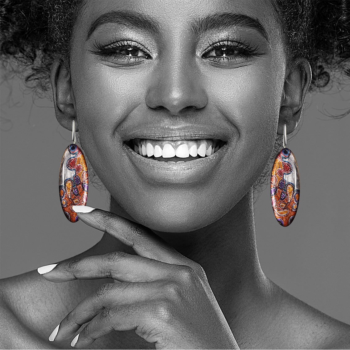 DANDLE DROP GAYLE STATEMENT XXL ORANGE OVAL EARRINGS - SD005