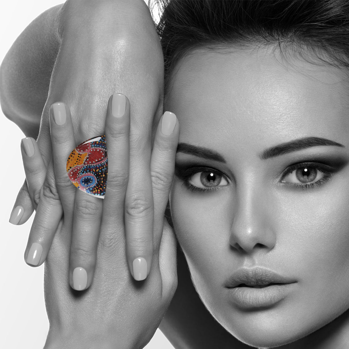 GAYLE ORANGE STATEMENT ADJUSTABLE RING - SD017