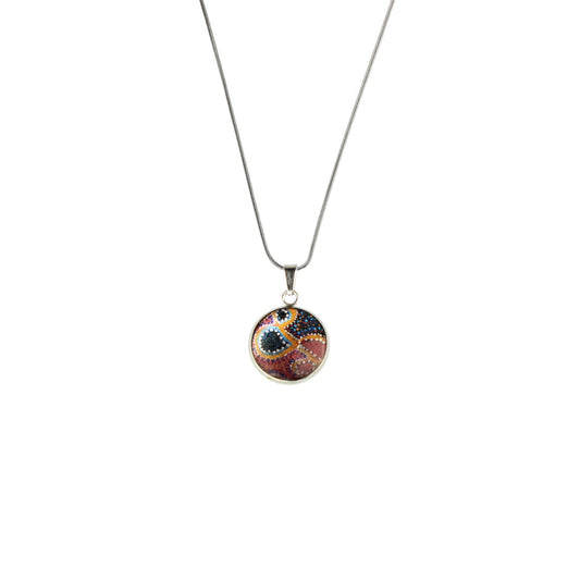 GAYLE ORANGE XS CIRCLE PENDANT ON A CHAIN NECKLACE - SD006S - on Satchel