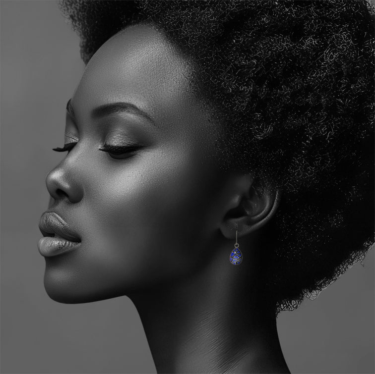 GERALDINE ROYAL BLUE DANGLE XS DROP EARRINGS - SD380S - on Satchel