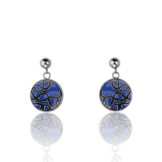 GERALDINE ROYAL BLUE DANGLE DROP CIRCLE EARRINGS - M083S - on Satchel
