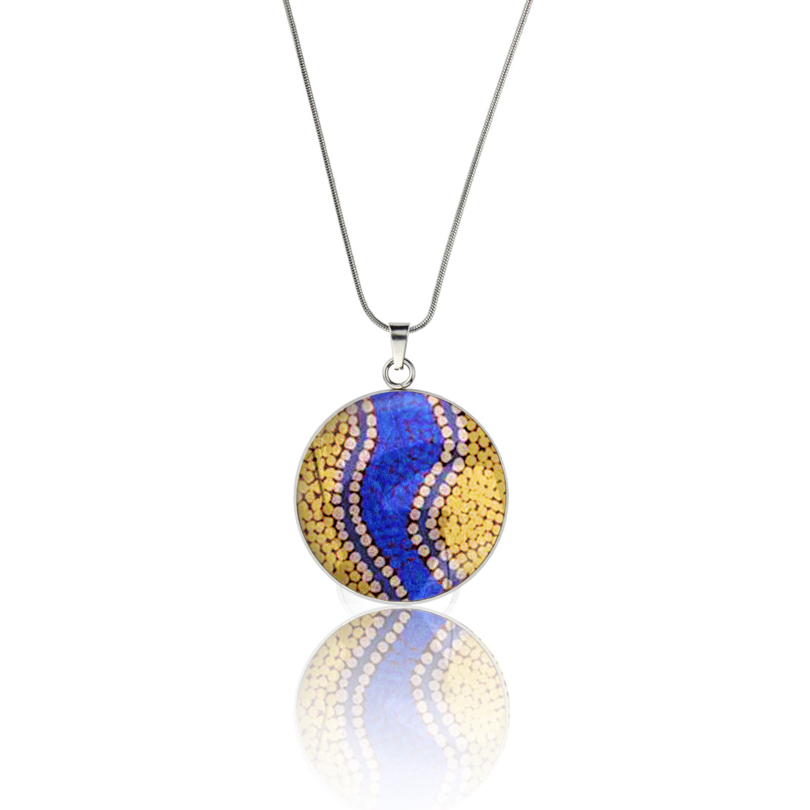 GRACIE COLORFUL CIRCLE PENDANT ON A CHAIN NECKLACE - M100S - on Satchel
