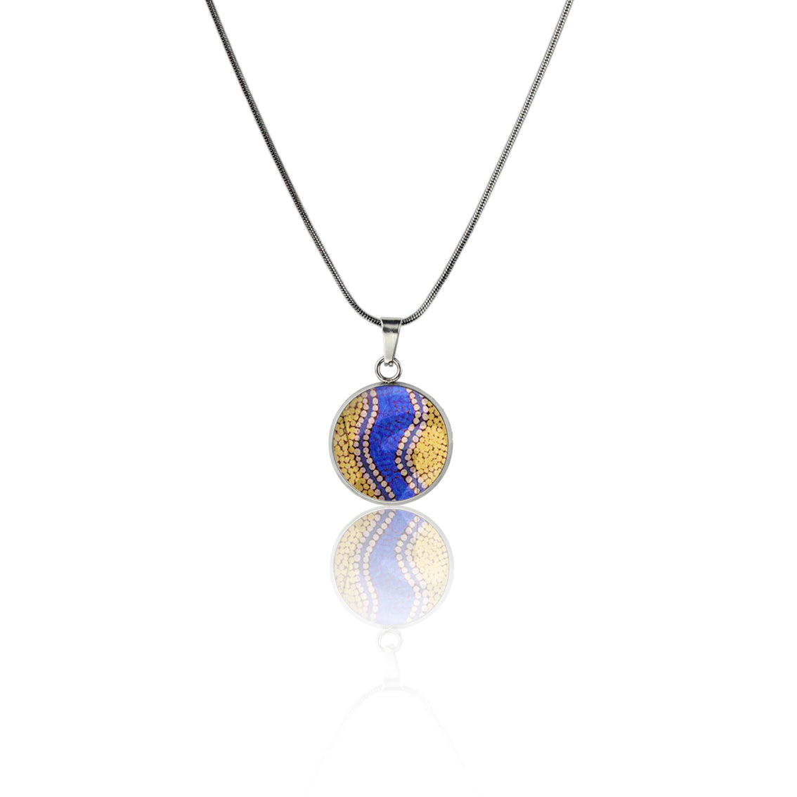 GRACIE COLORFUL XS CIRCLE PENDANT ON A CHAIN NECKLACE - M101S - on Satchel