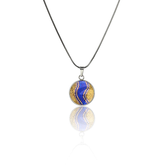 GRACIE COLORFUL XS CIRCLE PENDANT ON A CHAIN NECKLACE - M101S - on Satchel