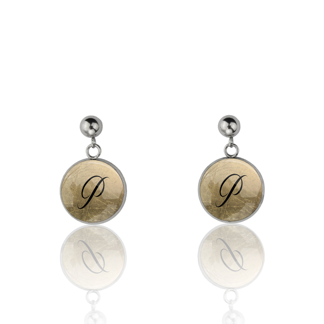 INITIAL DROP CIRCLE EARRINGS - MFY94 - in Circle Box