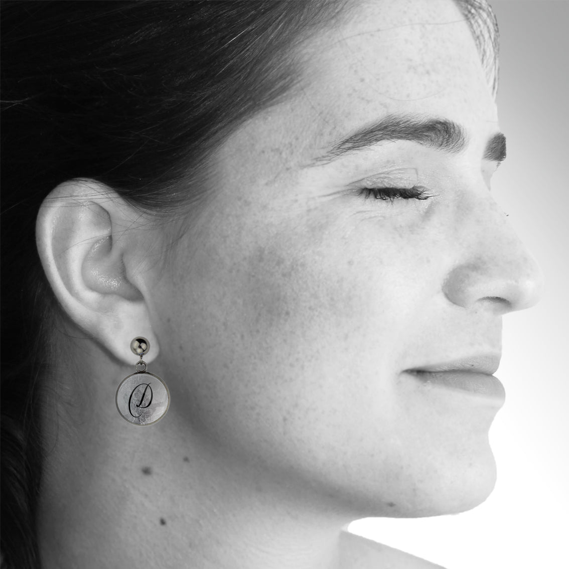 INITIAL DROP CIRCLE EARRINGS - MFY94S - on Satchel