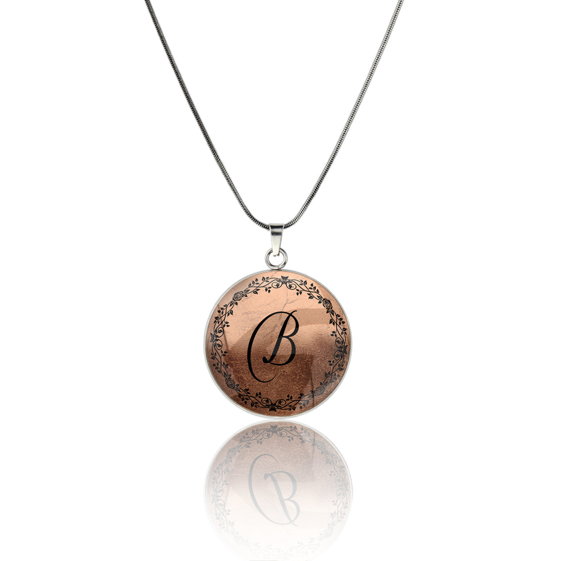 INITIAL CIRCLE PENDANT ON A CHAIN NECKLACE - MFY96S - on Satchel