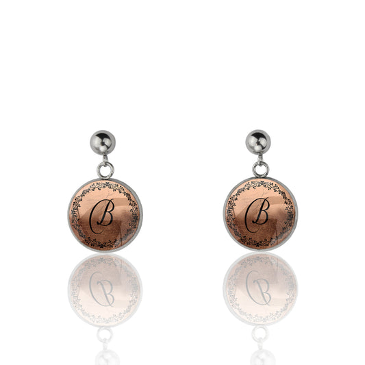 INITIAL DROP CIRCLE EARRINGS - MFY94 - in Circle Box