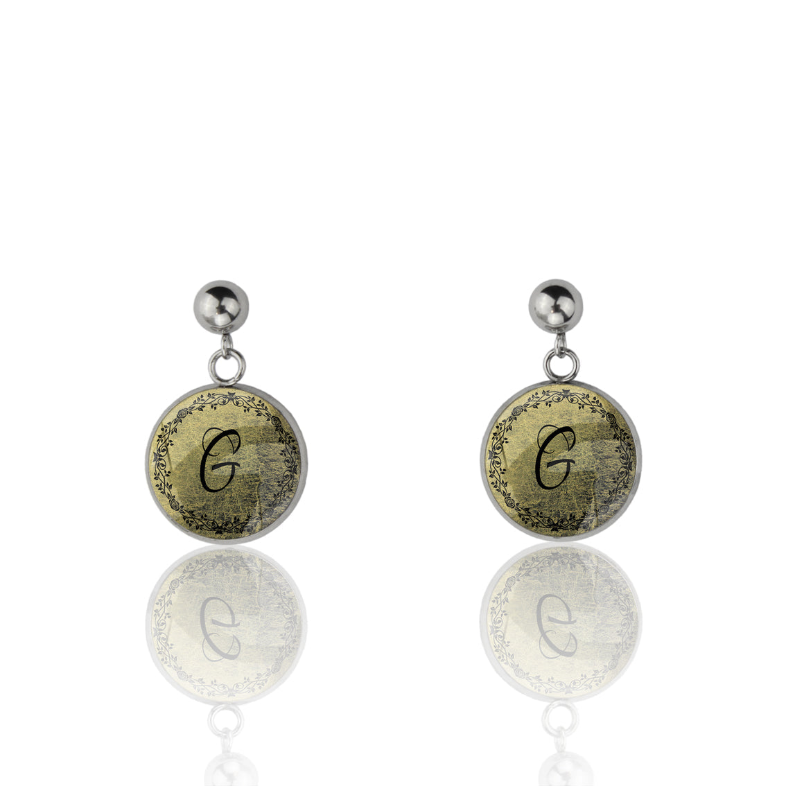 INITIAL DROP CIRCLE EARRINGS - MFY94 - in Circle Box