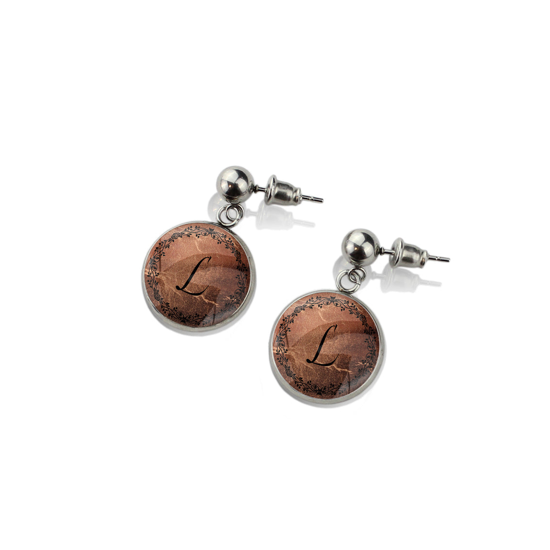INITIAL DROP CIRCLE EARRINGS - MFY94 - in Circle Box