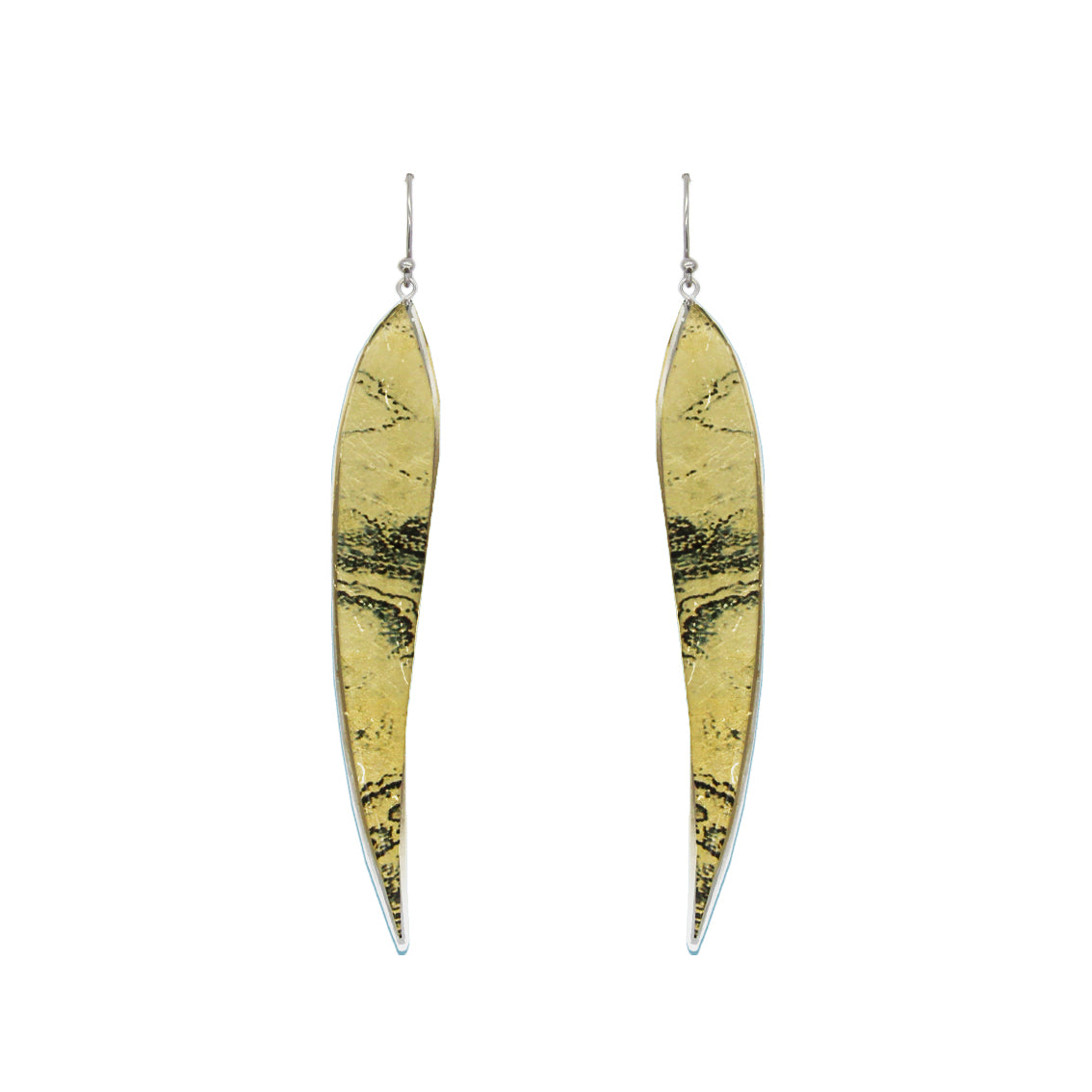 INSPIRED BY NATURE SYDNEY SANDSTONE LARGE LEAF STATEMENT EARRINGS - D822