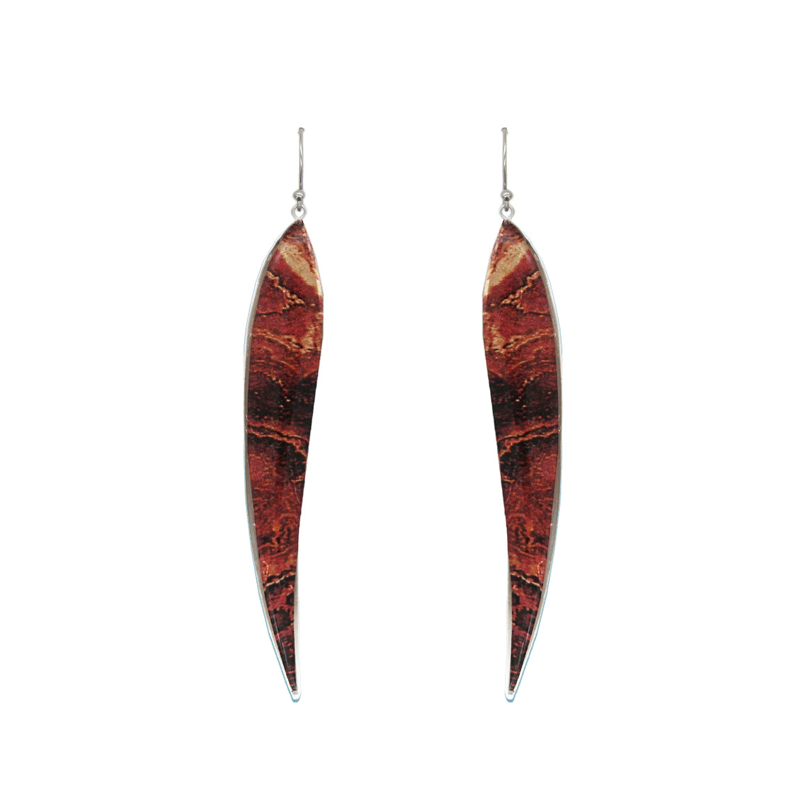 INSPIRED BY NATURE SYDNEY SANDSTONE LARGE LEAF STATEMENT EARRINGS - D822