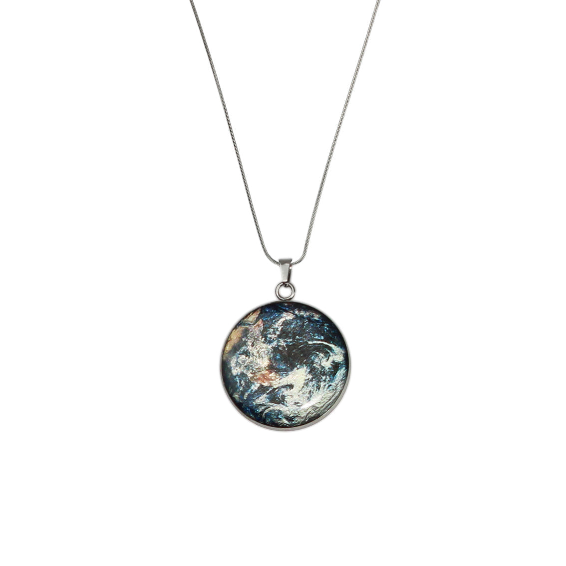 I LOVE MY WORLD PLANET EARTH CIRCLE PENDANT ON A CHAIN NECKLACE - M170 - in Circle Box