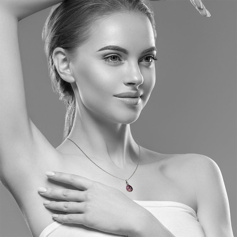 JOY PURPLE XS DROP PENDANT ON A CHAIN NECKLACE - SD406S - on Satchel