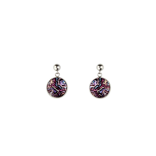 DANDLE DROP JOY CIRCLE PURPLE EARRINGS - SD083 - in Circle Box
