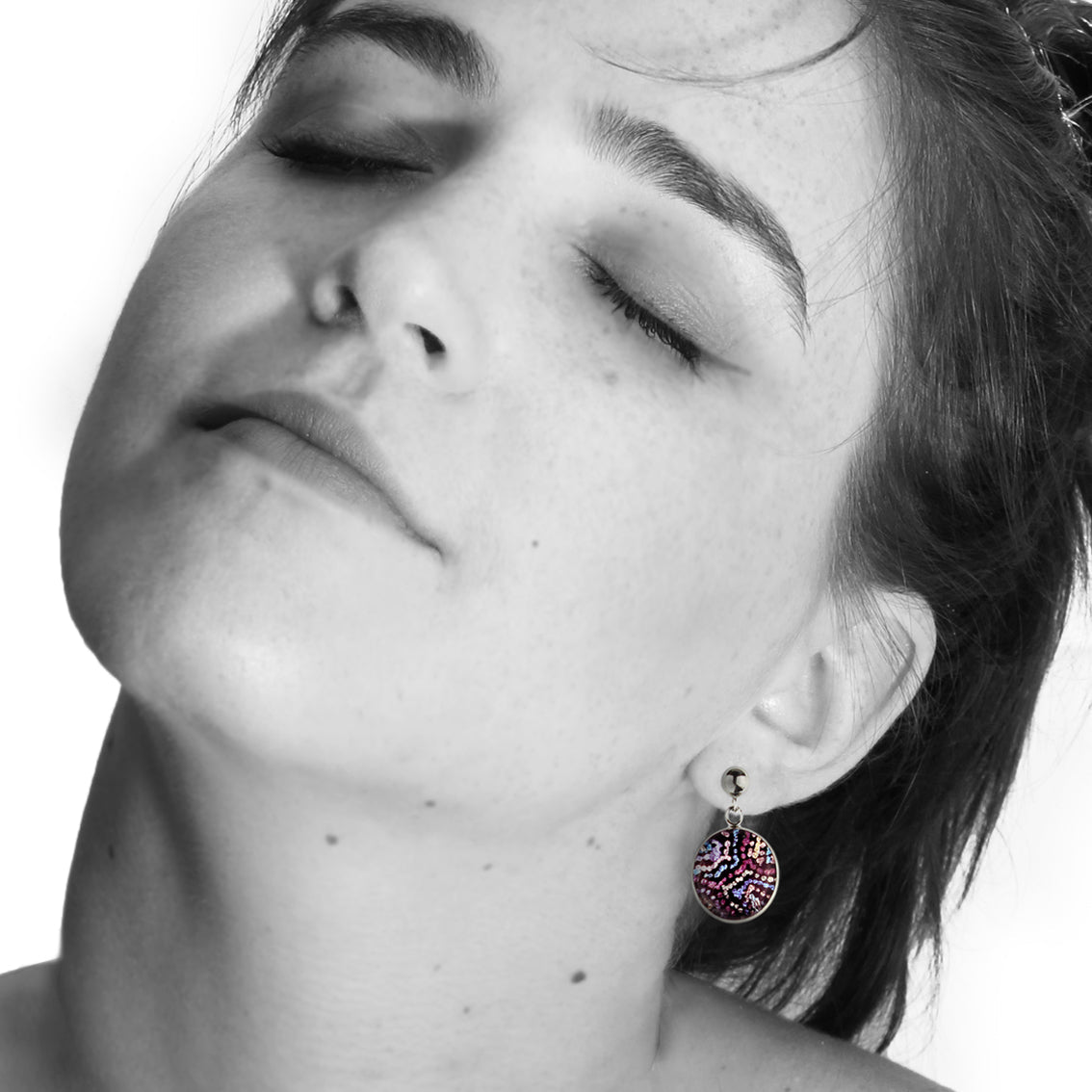 DANDLE DROP JOY CIRCLE PURPLE EARRINGS - SD083S - on Satchel