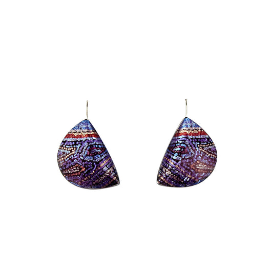 DANDLE DROP JOY MOON SHAPE PURPLE EARRINGS - SD087