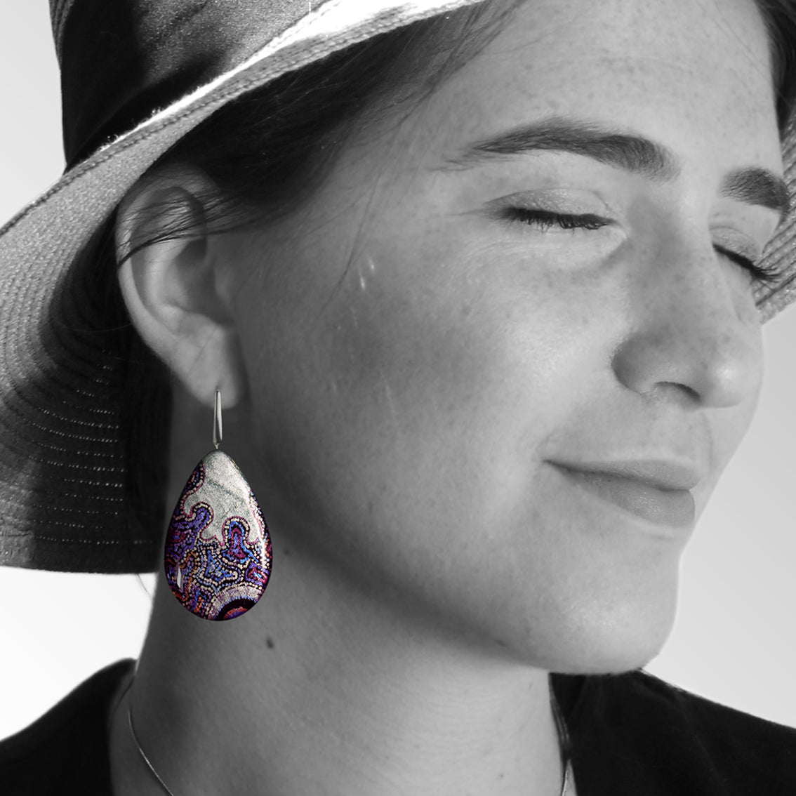 DANDLE DROP JOY STATEMENT XXL PURPLE EARRINGS - SD088