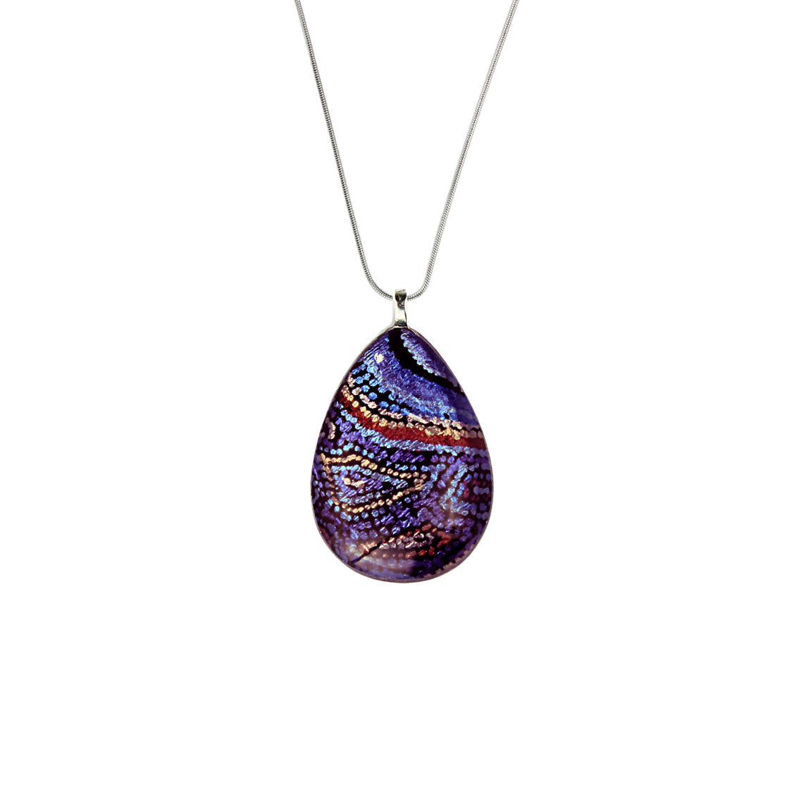 JOY PURPLE LARGE DROP PENDANT ON A CHAIN NECKLACE - SD093