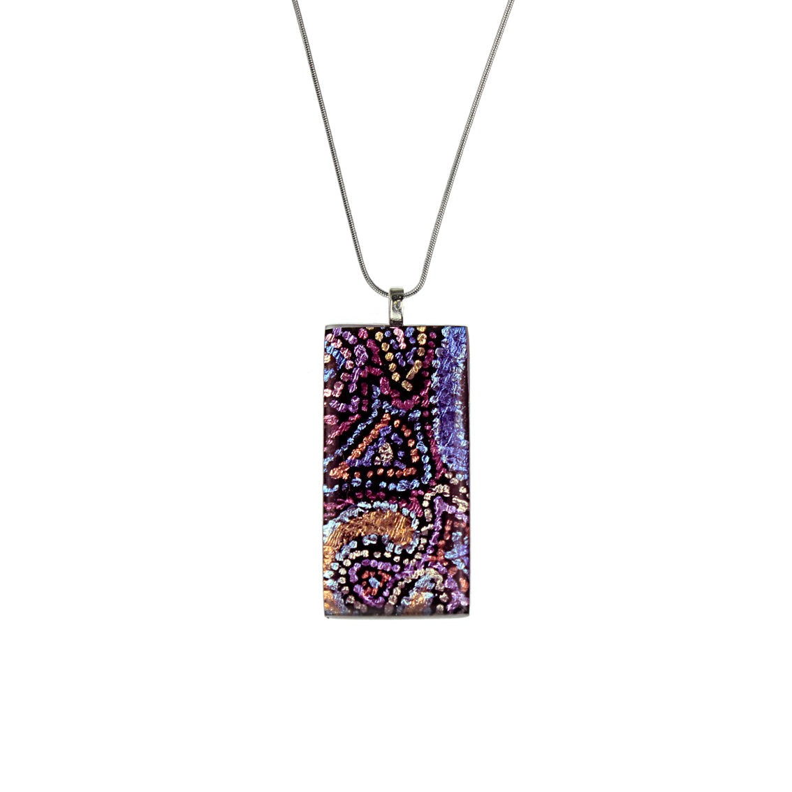 JOY PURPLE LARGE RECTANGLE PENDANT ON A CHAIN NECKLACE - SD092