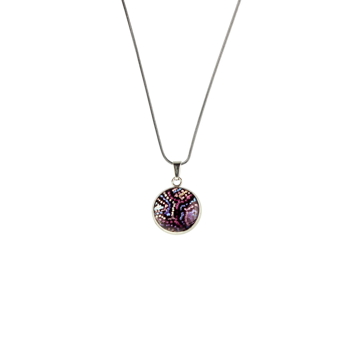 JOY PURPLE XS CIRCLE PENDANT ON A CHAIN NECKLACE - SD089 - in Circle Box