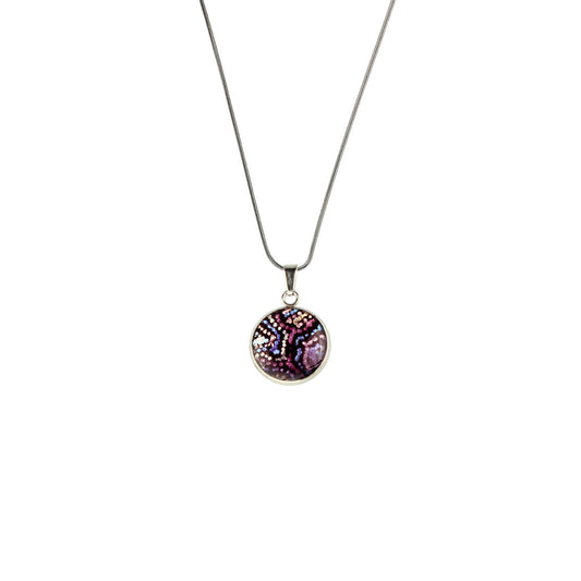 JOY PURPLE XS CIRCLE PENDANT ON A CHAIN NECKLACE - SD089S - on Satchel