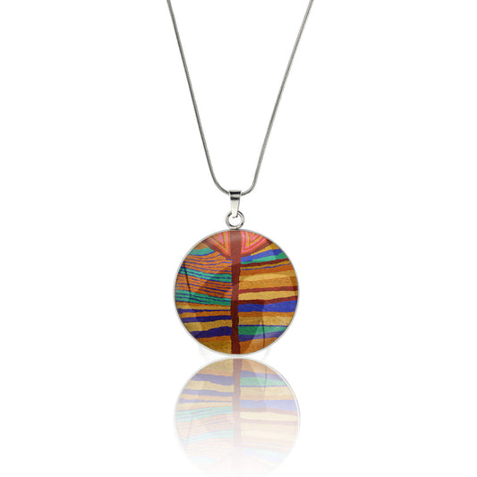 JUDY BRIGHT COLORS CIRCLE PENDANT ON A CHAIN NECKLACE - M180 - in Circle Box