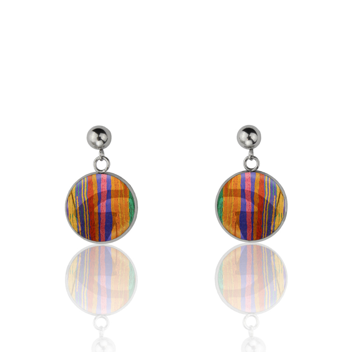 JUDY BRIGHT COLORS DANGLE DROP CIRCLE EARRINGS - M036 - in Circle Box