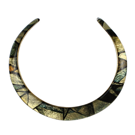 KALEIDOSCOPE GOLD AND BLACK ADJUSTABLE FITTED NECKLACE - D760