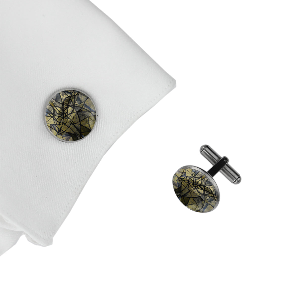 KALEIDOSCOPE GOLD AND BLACK CIRCLE ELEGANT CUFFLINKS - M195