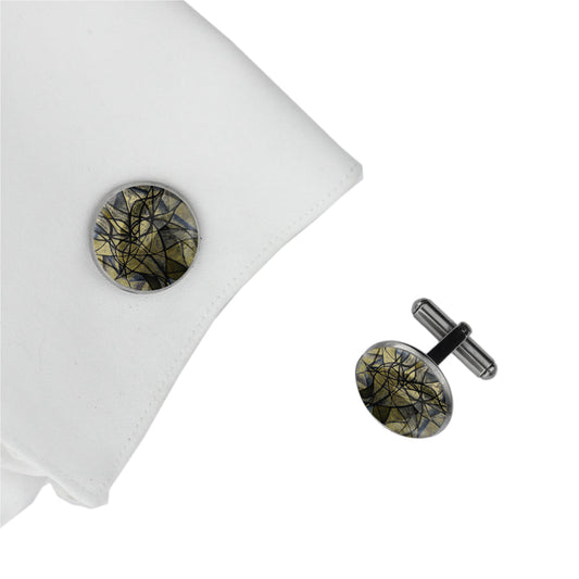 KALEIDOSCOPE GOLD AND BLACK CIRCLE ELEGANT CUFFLINKS - M195