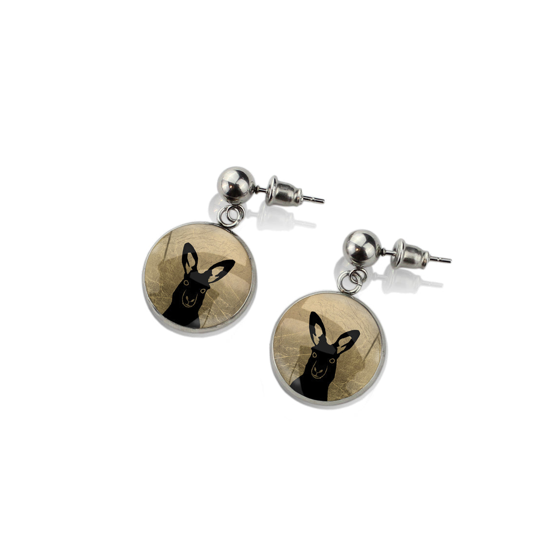 KANGAROO CLOSE-UP DANGLE DROP CIRCLE EARRINGS - MFY137S - on Satchel