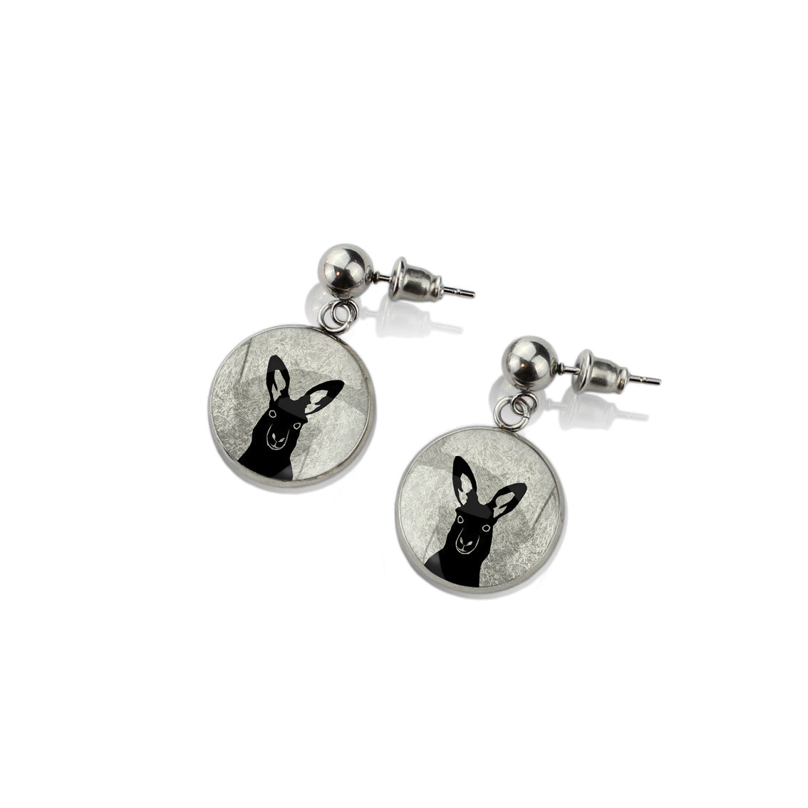 KANGAROO CLOSE-UP DANGLE DROP CIRCLE EARRINGS - MFY137 - in Circle Box
