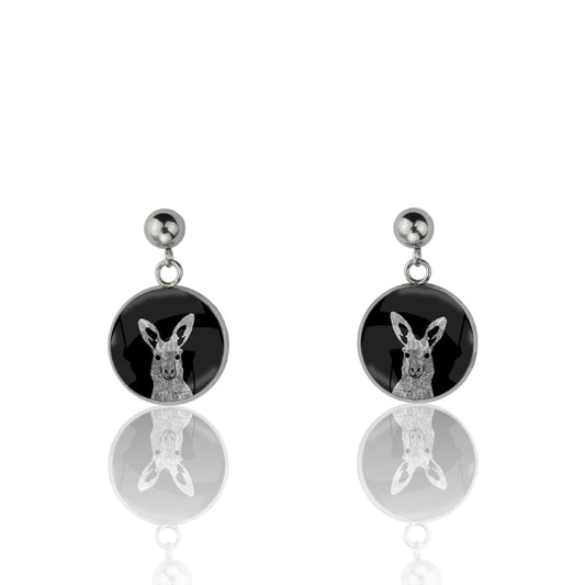 KANGAROO CLOSE-UP DANGLE DROP CIRCLE EARRINGS - MFY137S - on Satchel