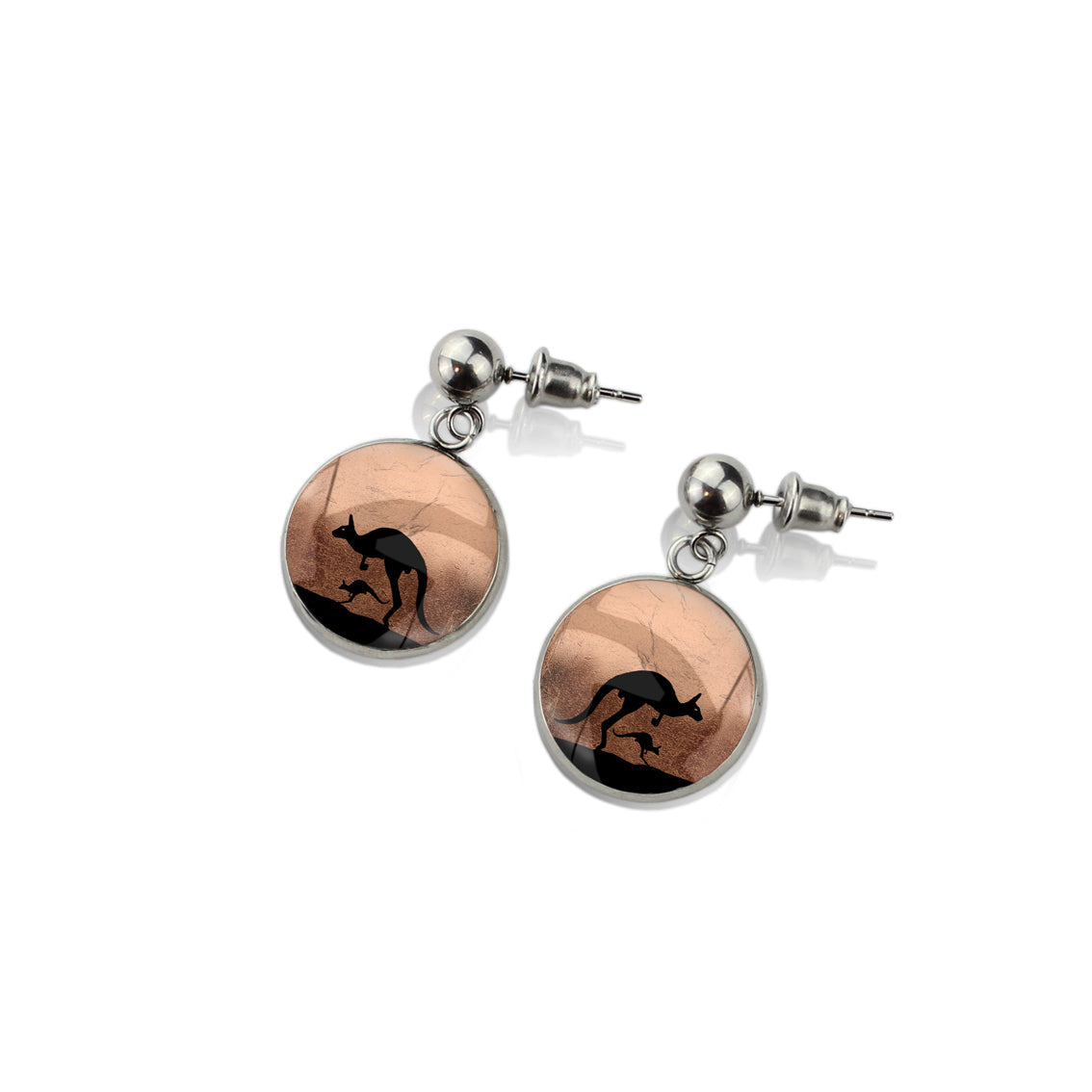 KANGAROO DANGLE DROP CIRCLE EARRINGS - MFY138S - on Satchel