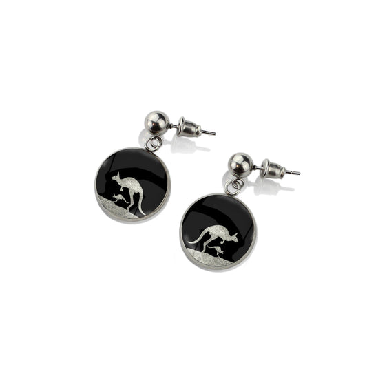 KANGAROO DANGLE DROP CIRCLE EARRINGS - MFY138S - on Satchel