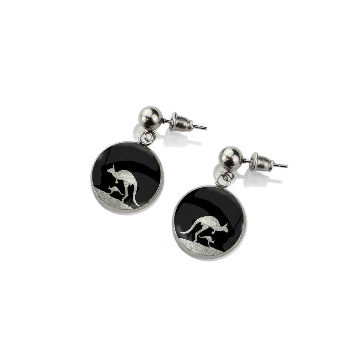 KANGAROO DANGLE DROP CIRCLE EARRINGS - MFY138 - in Circle Box