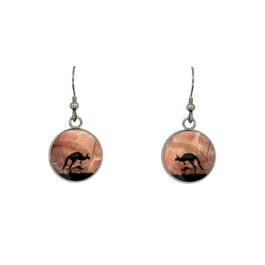 KANGAROO DANGLE DROP CIRCLE EARRINGS - MFY138S - on Satchel