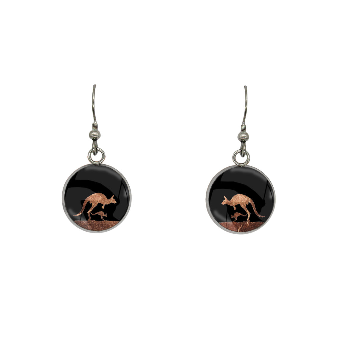 KANGAROO DANGLE DROP CIRCLE EARRINGS - MFY138S - on Satchel