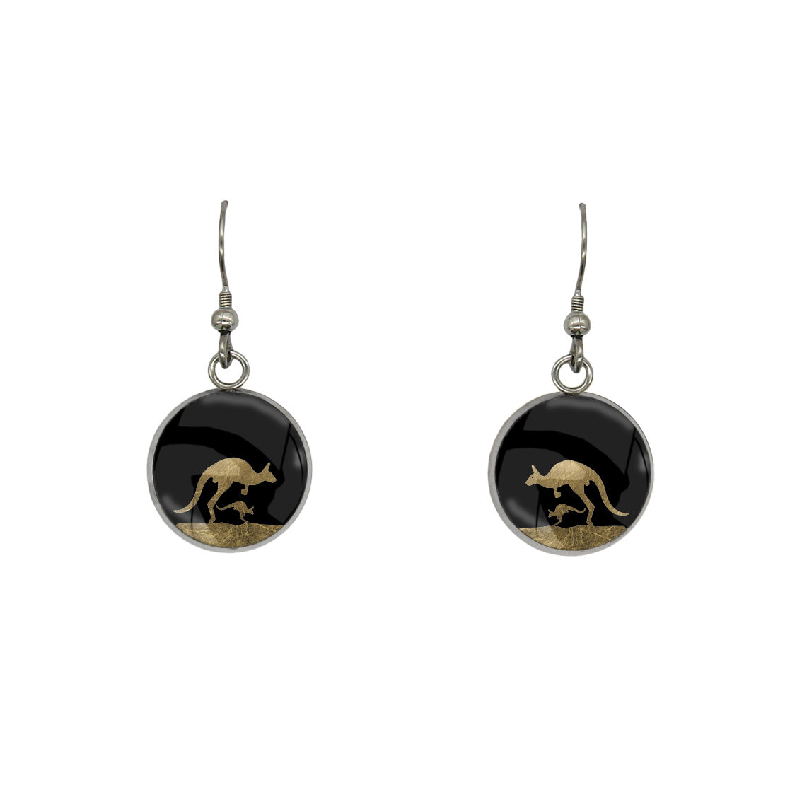 KANGAROO DANGLE DROP CIRCLE EARRINGS - MFY138S - on Satchel