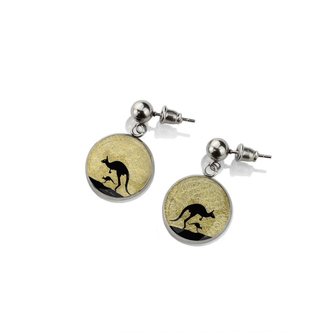 KANGAROO DANGLE DROP CIRCLE EARRINGS - MFY138S - on Satchel