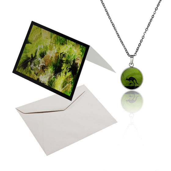 CARD AND ANIMALS FROM THE AUSTRALIAN BUSH GREEN GIFT SET - MAG002