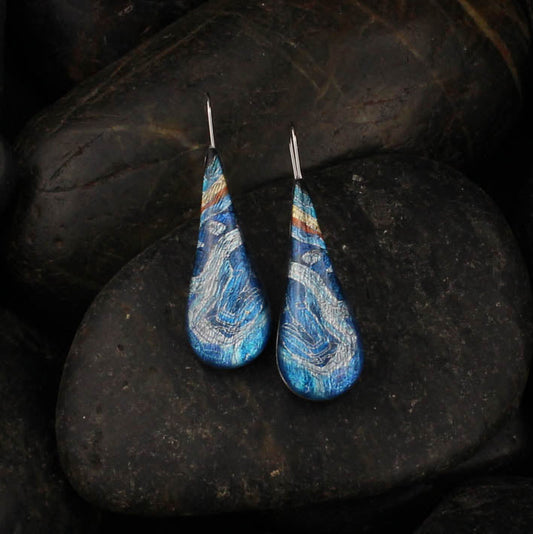 KERRY INDIAN ISLAND BLUE DANGLE DROP LARGE M EARRINGS - D715