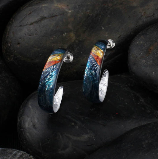 KERRY INDIAN ISLAND BLUE STATEMENT LOOP EARRINGS - D716