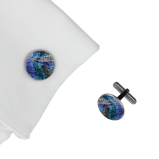 KERRY PERON ISLANDS BLUE ELEGANT CIRCLE CUFFLINKS - M120