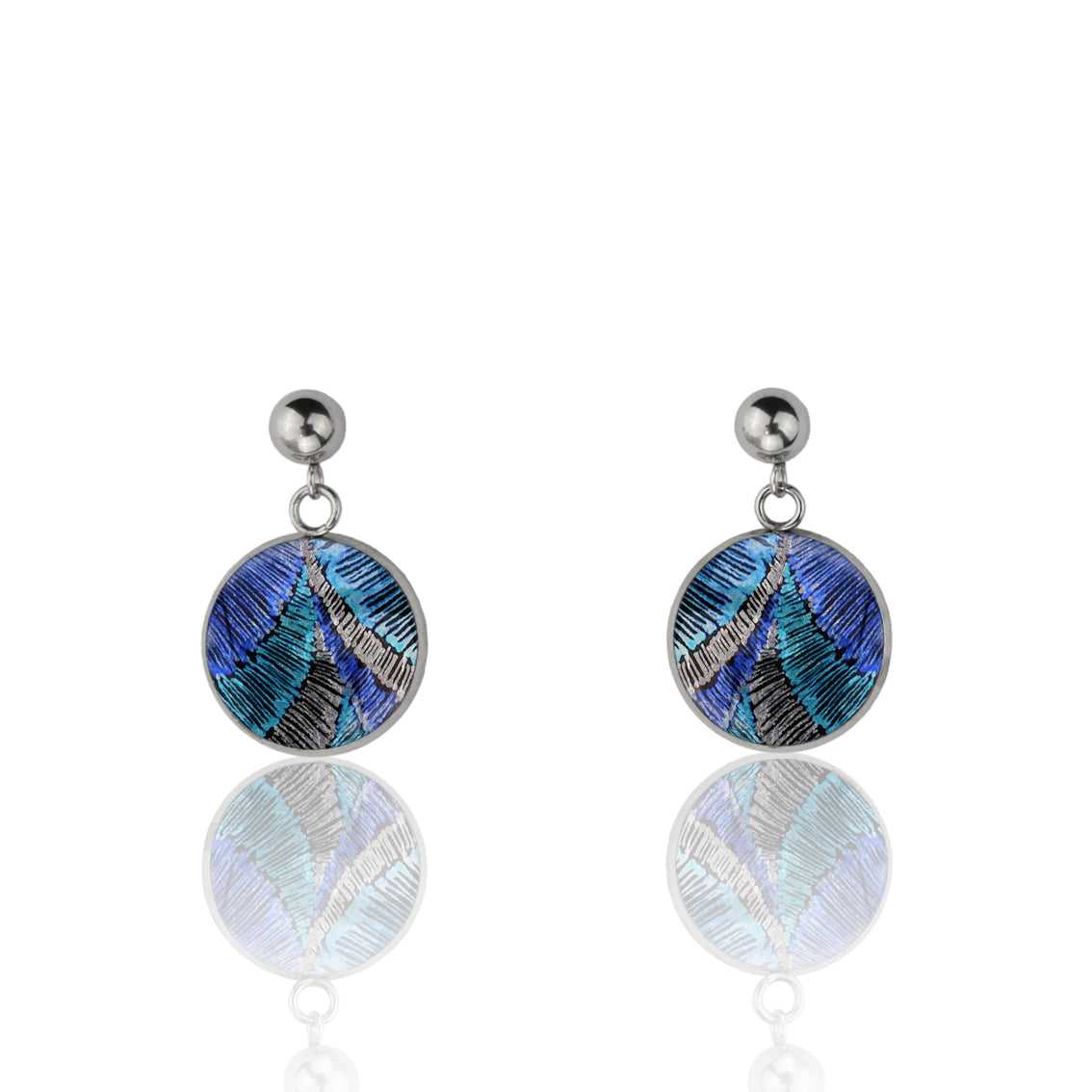 KERRY PERON ISLANDS BLUE DANGLE DROP CIRCLE EARRINGS - M095 - in Circle Box