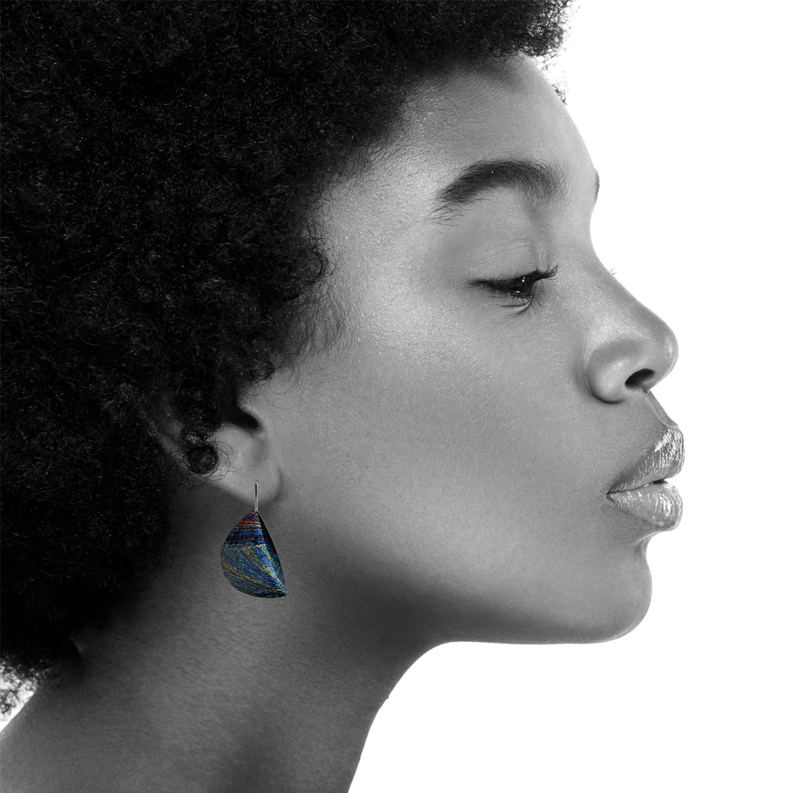 DANDLE DROP WOMAN SEA STORY HALF MOON SHAPE BLUE EARRINGS - SD310