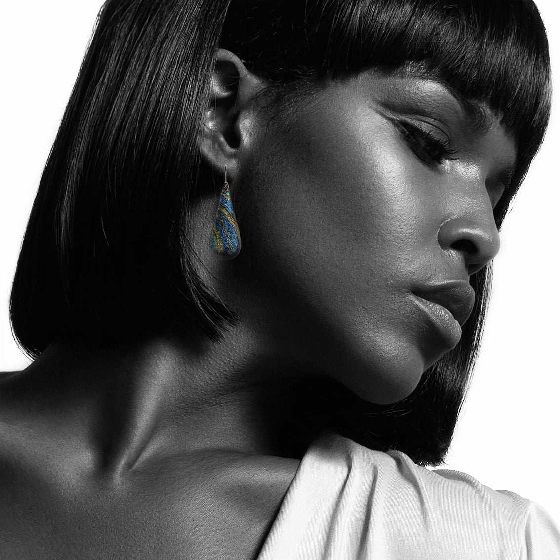 DANDLE DROP WOMAN SEA STORY LARGE BLUE EARRINGS - SD311